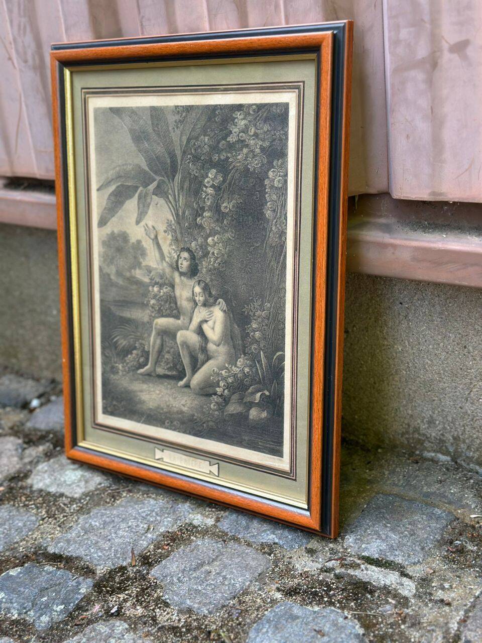Tableau reproduction engraving old The Prayer