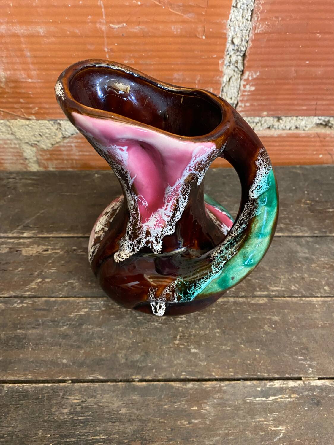 Old pichet vallauris polychrome glazed ceramics france vintage