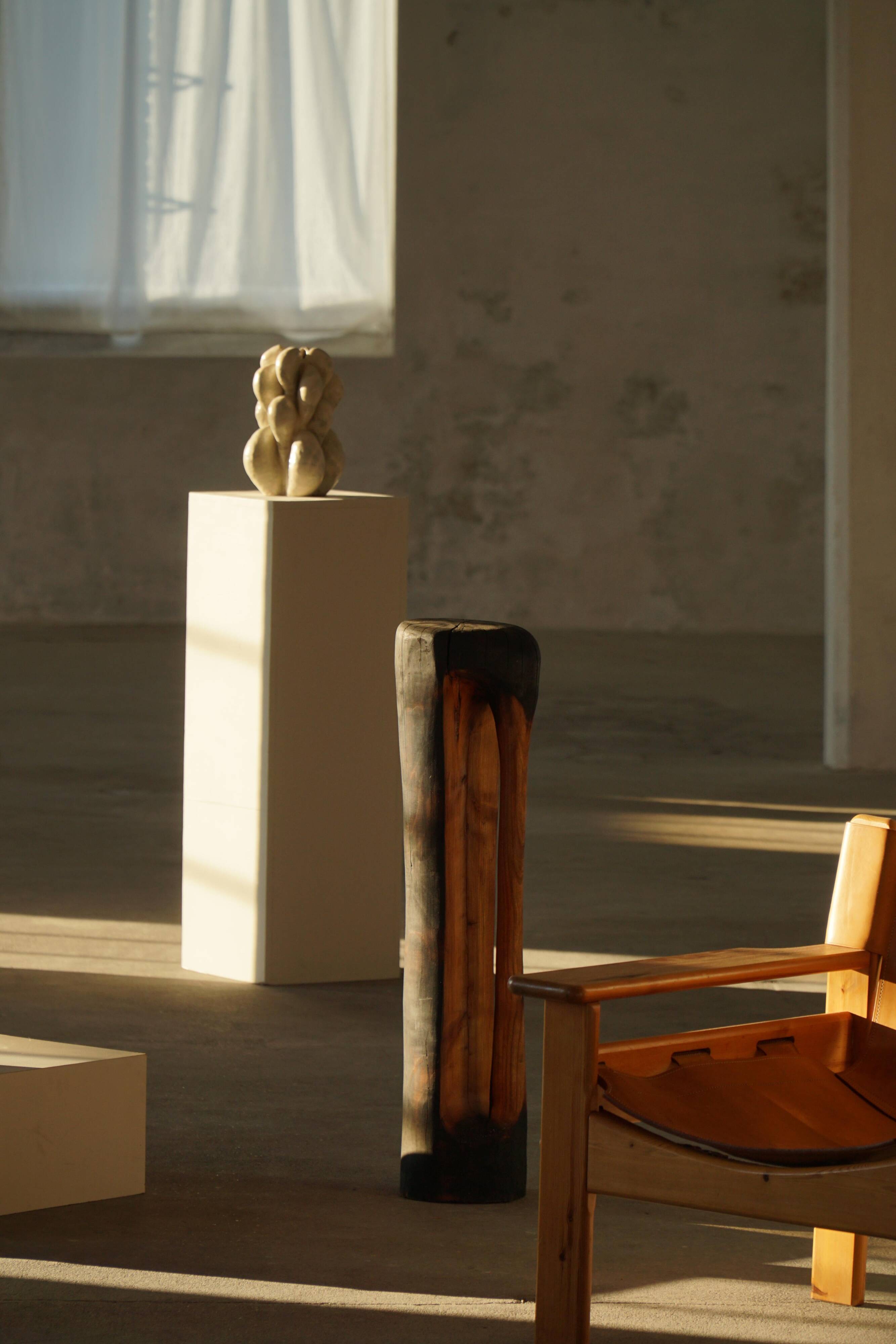 Large wooden sculpture "Black Elegance" by Ole Wettergren, Denmark, 1990s.