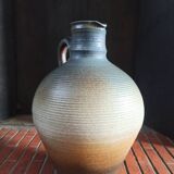 Vintage large pitcher vase in artisanal stoneware.