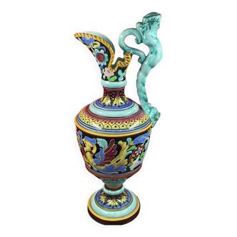 Grand Vase Aiguière Céramique Cerart Monaco Baroque chimères 49 cm
