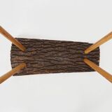 Brutalist tree trunk coffee table in solid oak, ca. 1950