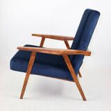 Vintage loft armchair 1970s navy blue velvet - 2 pieces available