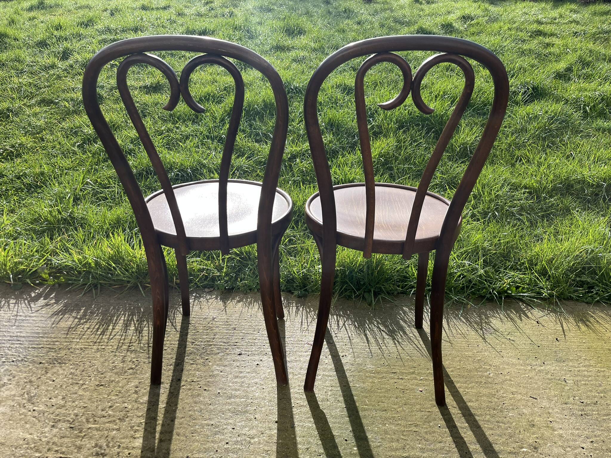 Paire de chaise bistrot en bois courbé Thonet