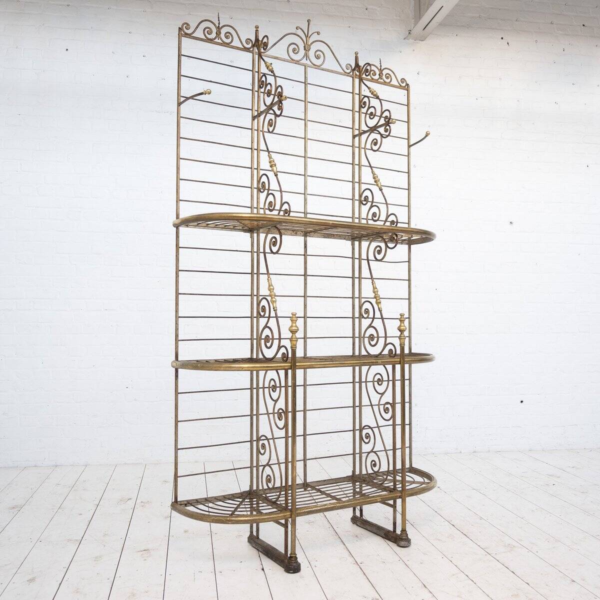 French bakery shelf in wrought iron and brass, 1900
