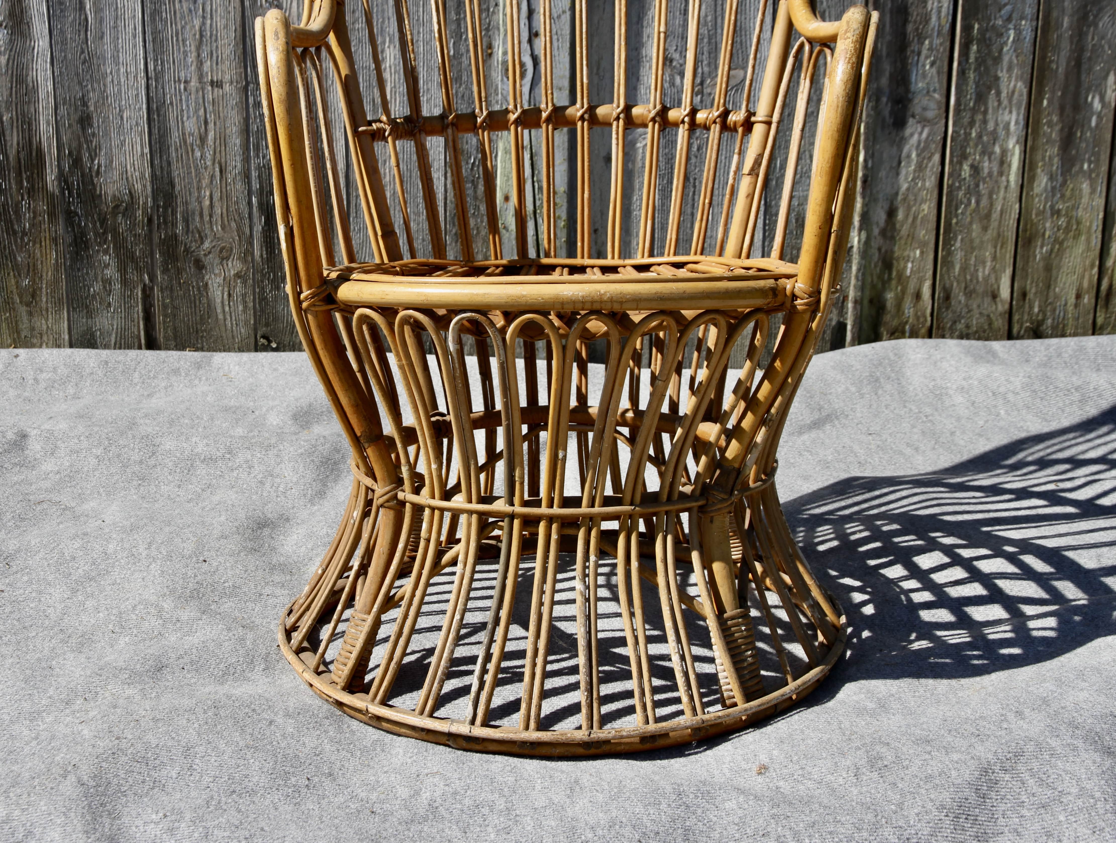 Emmanuelle-style wicker armchair, 20th century