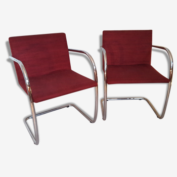 Beau paire de fauteuils acier chromé vintage