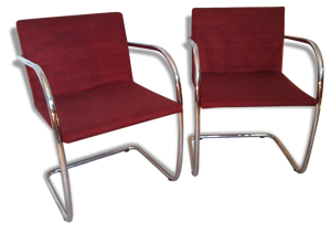 Beau paire de fauteuils acier chromé