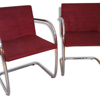 Beau paire de fauteuils acier chromé vintage