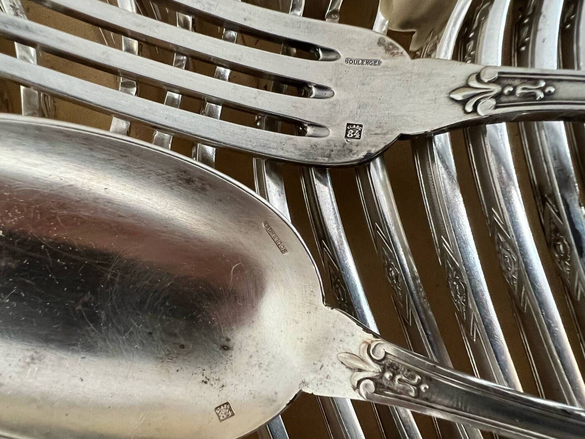 23-piece cutlery set by Boulenger, silver-plated metal with hallmarks.