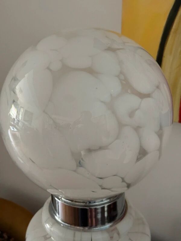 Lampe de table en verre de Murano blanche par Carlo Nason pour Mazzega, Italie, années 1970