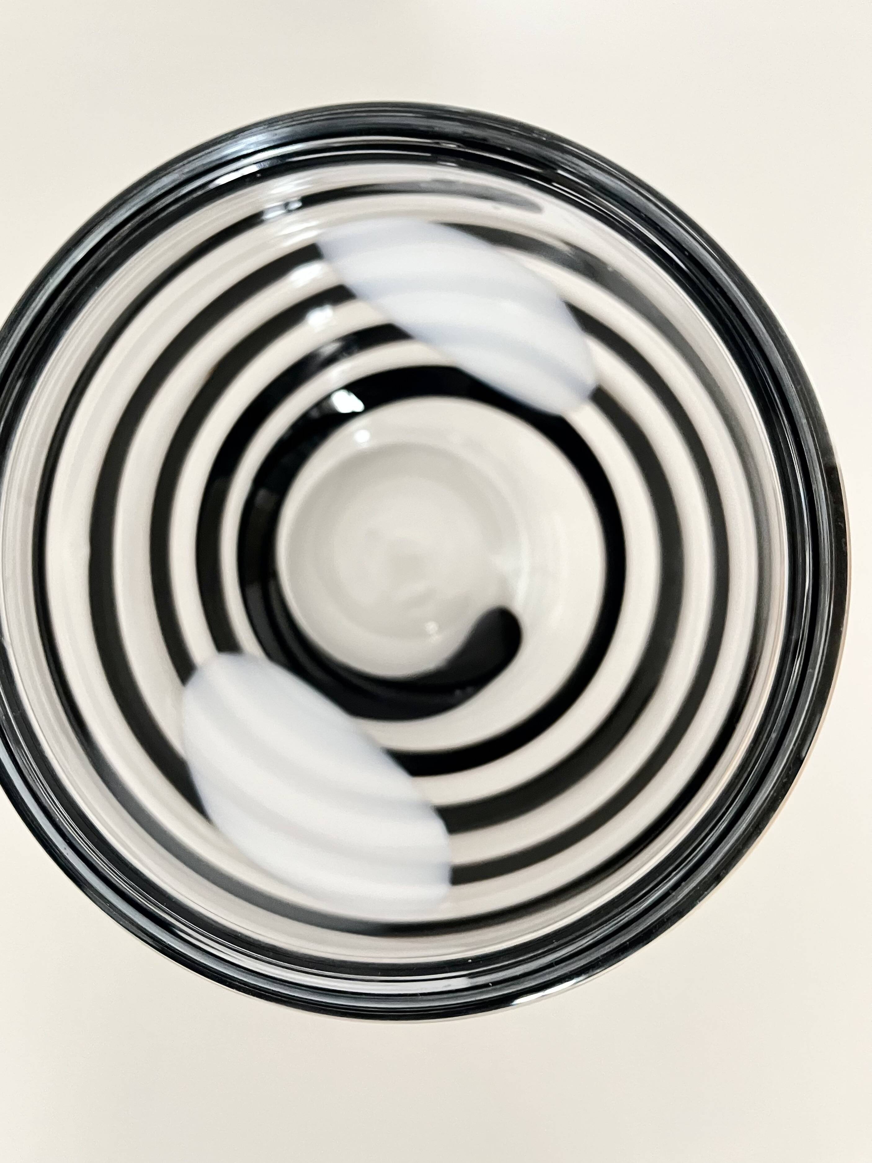 Vintage Kosta Boda Clear & Black Swirl Striped Art Vase, Sweden, 1990s
