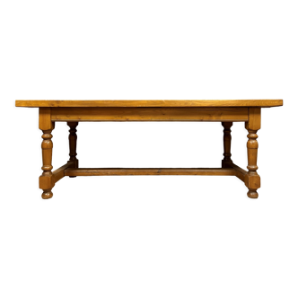 Farmhouse or refectory table in blond oak Louis XIII style mid-twentieth