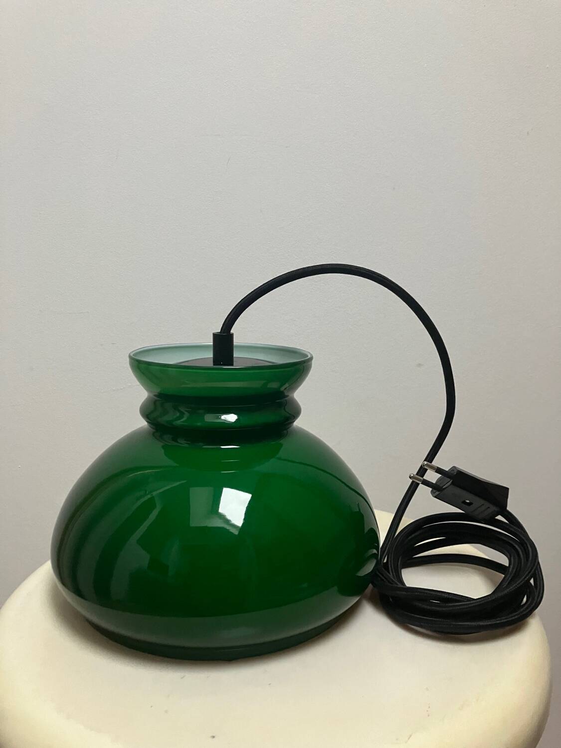 Vintage green opaline portable lamp