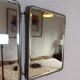 Vintage 1930s triptych barber mirror, beveled black crystal - 25 x 59 cm