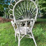 1960s peacock rattan armchair
