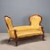 Antique mahogany canapé with fabric, Italy, mid-19th century.