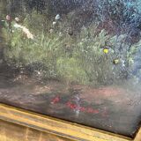 Painting HST "Landscape with the animated river" signed P. Belmont (to be restored) XIX°