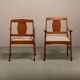 Chaises Art Déco de l'École d'Amsterdam en chêne massif et tissu rayé