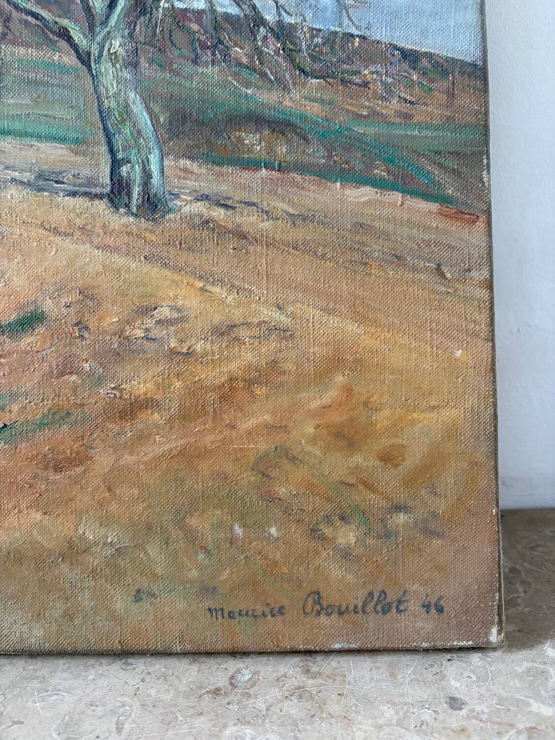 The path under the winter trees signed Maurice Bouillot 1946