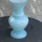 Large vintage pastel blue opaline vase