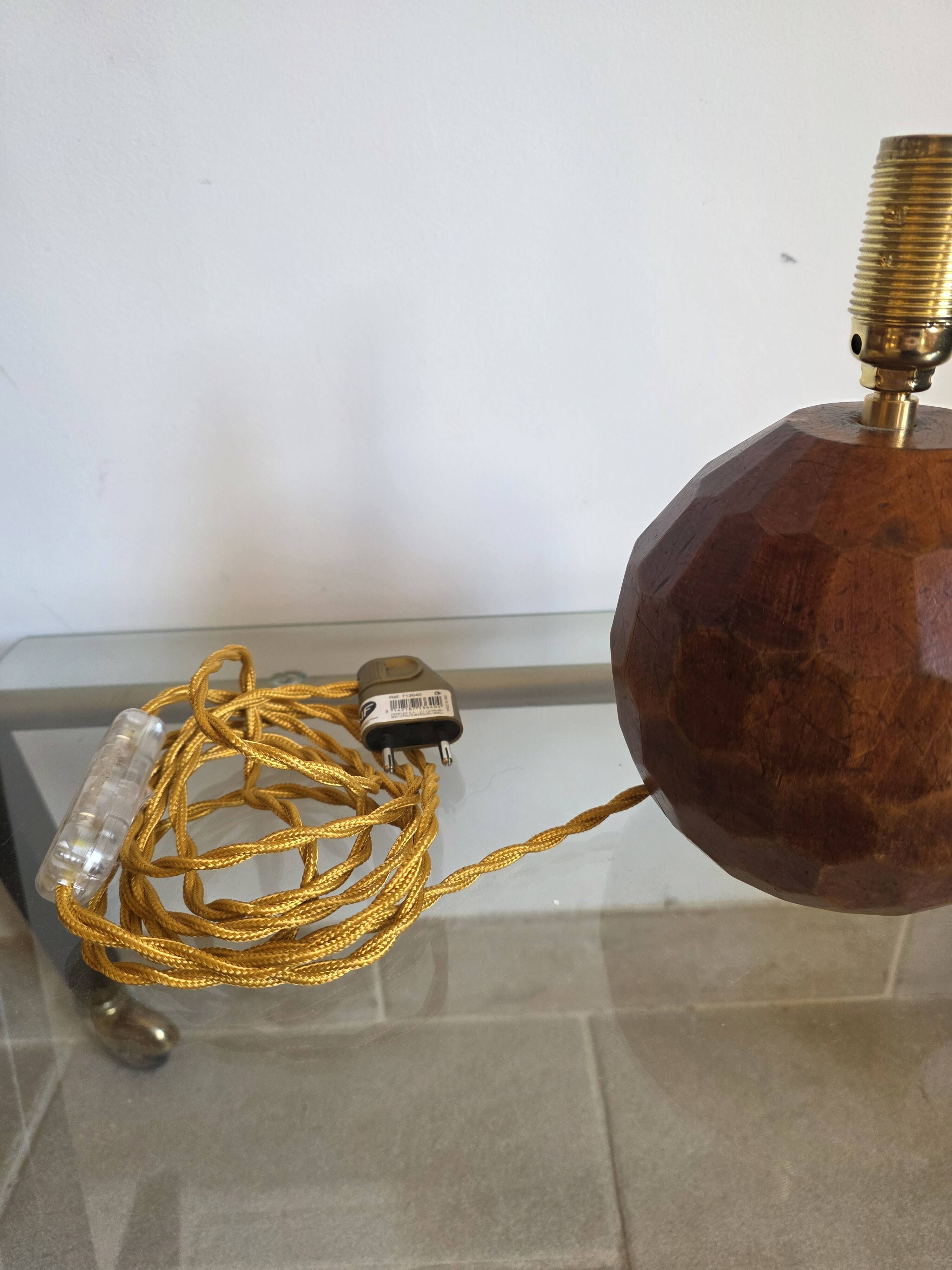 70's wooden ball lamp stands
