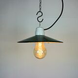 Industrial green enamel pendant light, 1970s
