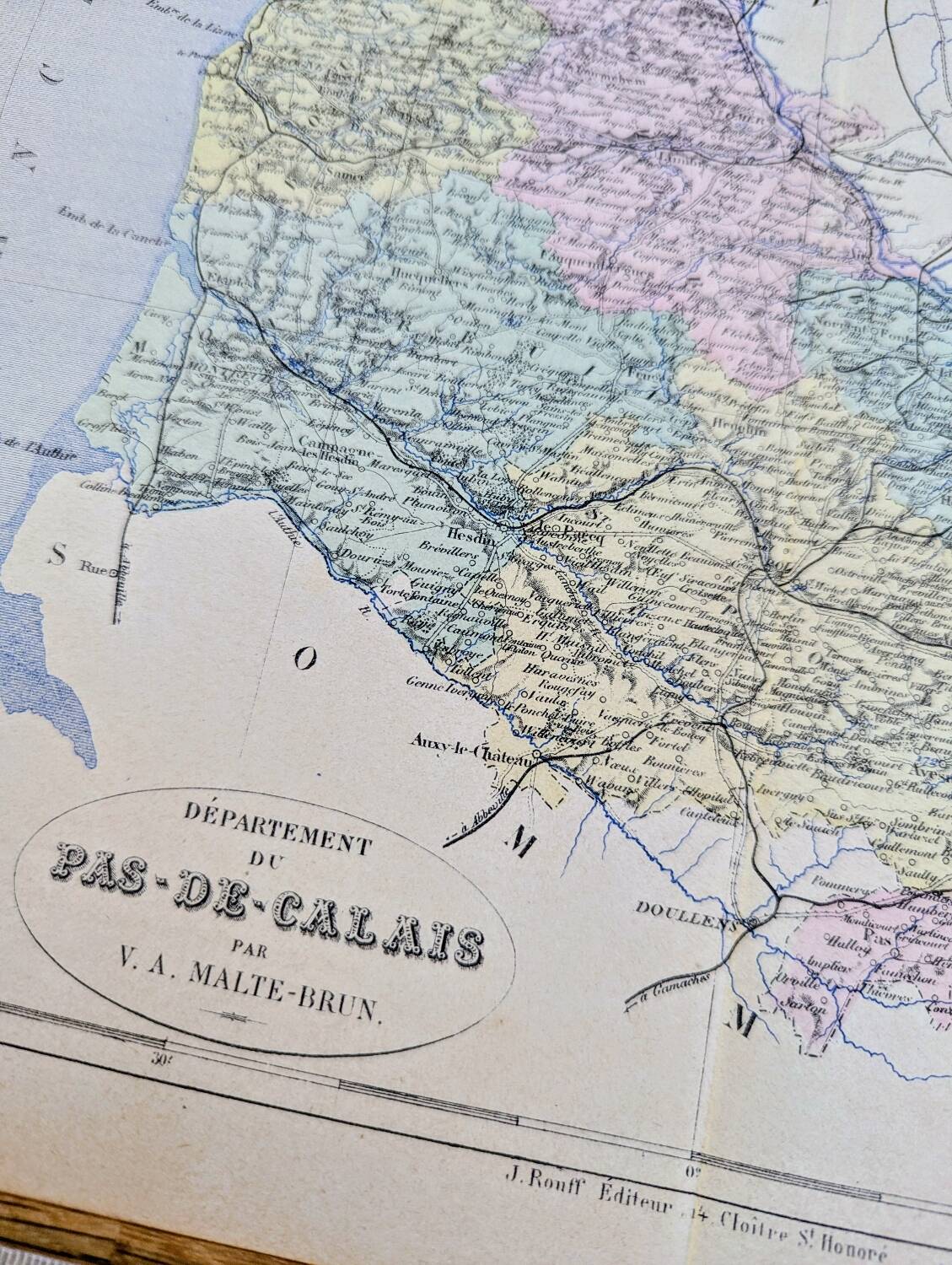 Pas-de-Calais, old map, printed in 1883.