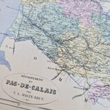 Pas-de-Calais, old map, printed in 1883.