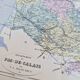 Pas-de-Calais, old map, printed in 1883.