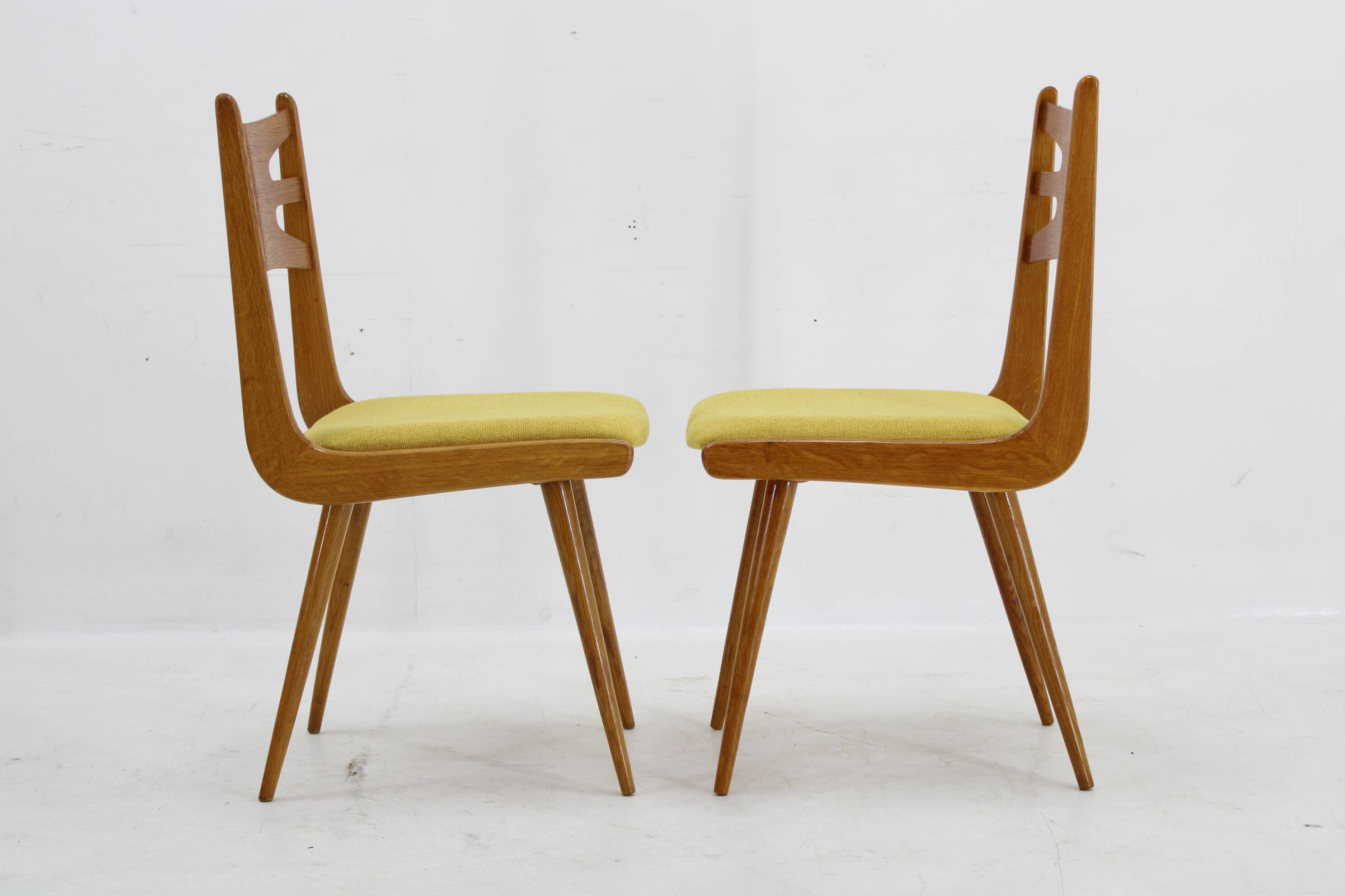 1960s Set of Four Restored Rare Dining Chairs, Czechoslovakia