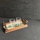 Antique miniature plateau, oil painting, turned wood and brass.