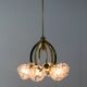 Brass and Glass 6-flamming Chandelier, 1980s
