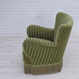 1960s, Danish armchair, original green furniture velour.