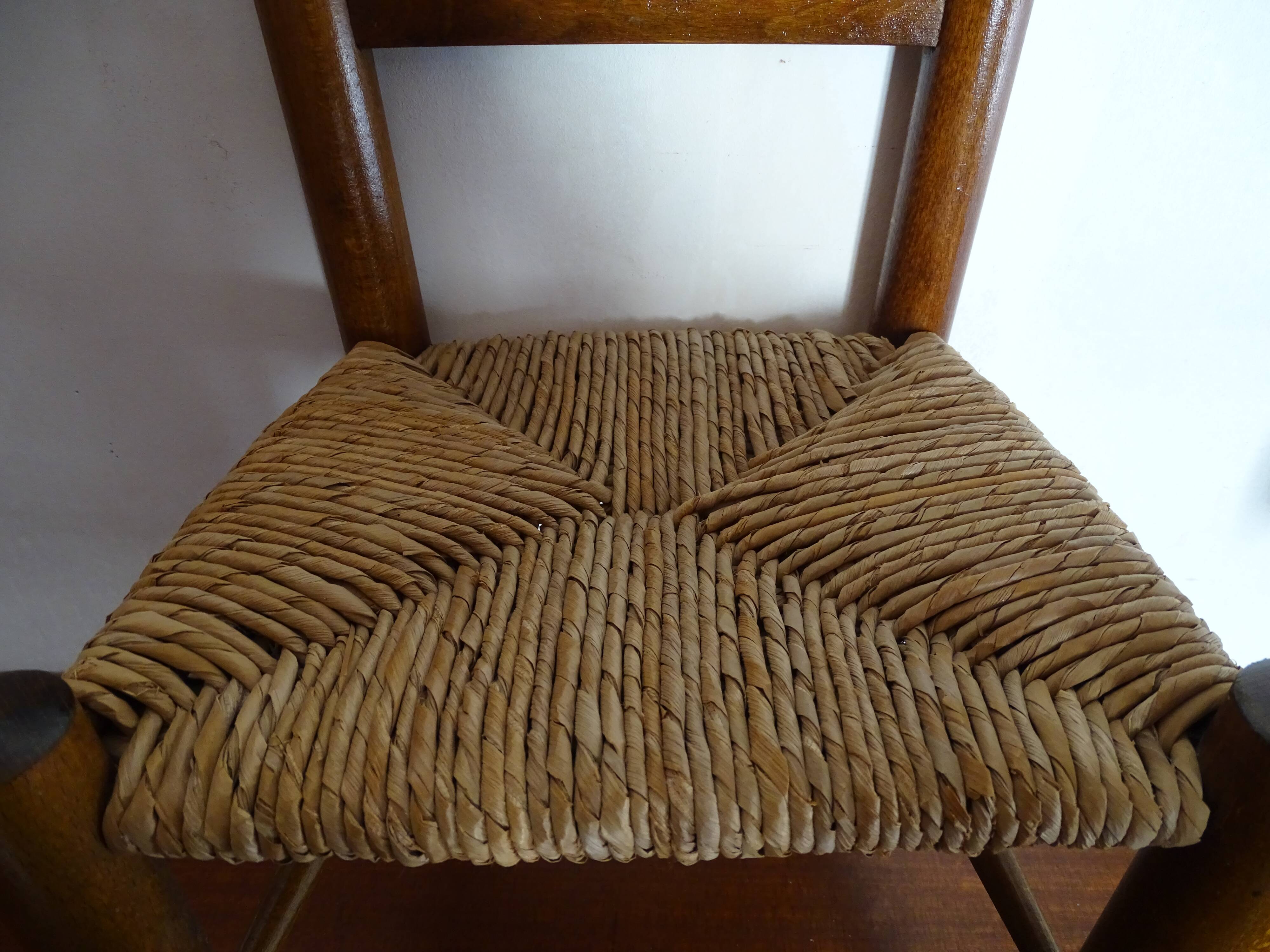 Chaise bois paillée enfant vintage