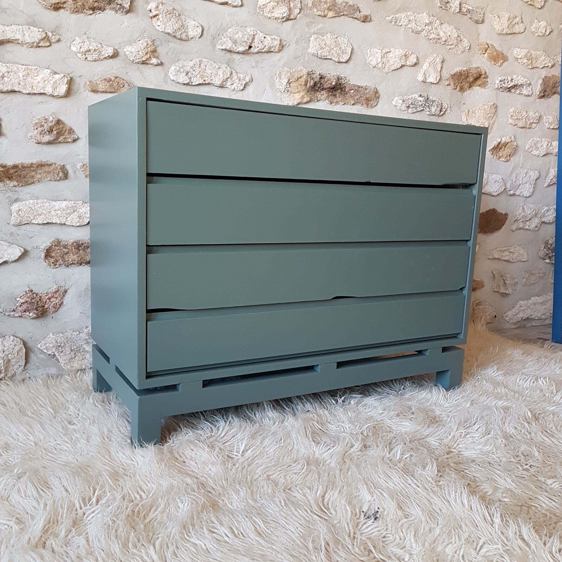 Chest of drawers vintage 70 s khaki Green