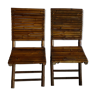 Duo of folding chairs in vintage bamboo 70s