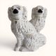 Pair of King Charles Spaniel dogs in Staffordshire majolica style.