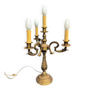 Vintage French Bronze and Brass Table Lamp: Louis XVI Style, 4-Branch C1950