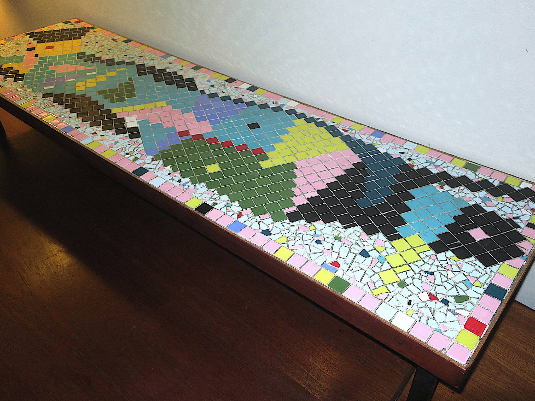Mid century ceramic tiled patchwork long and low coffee table, 1960s