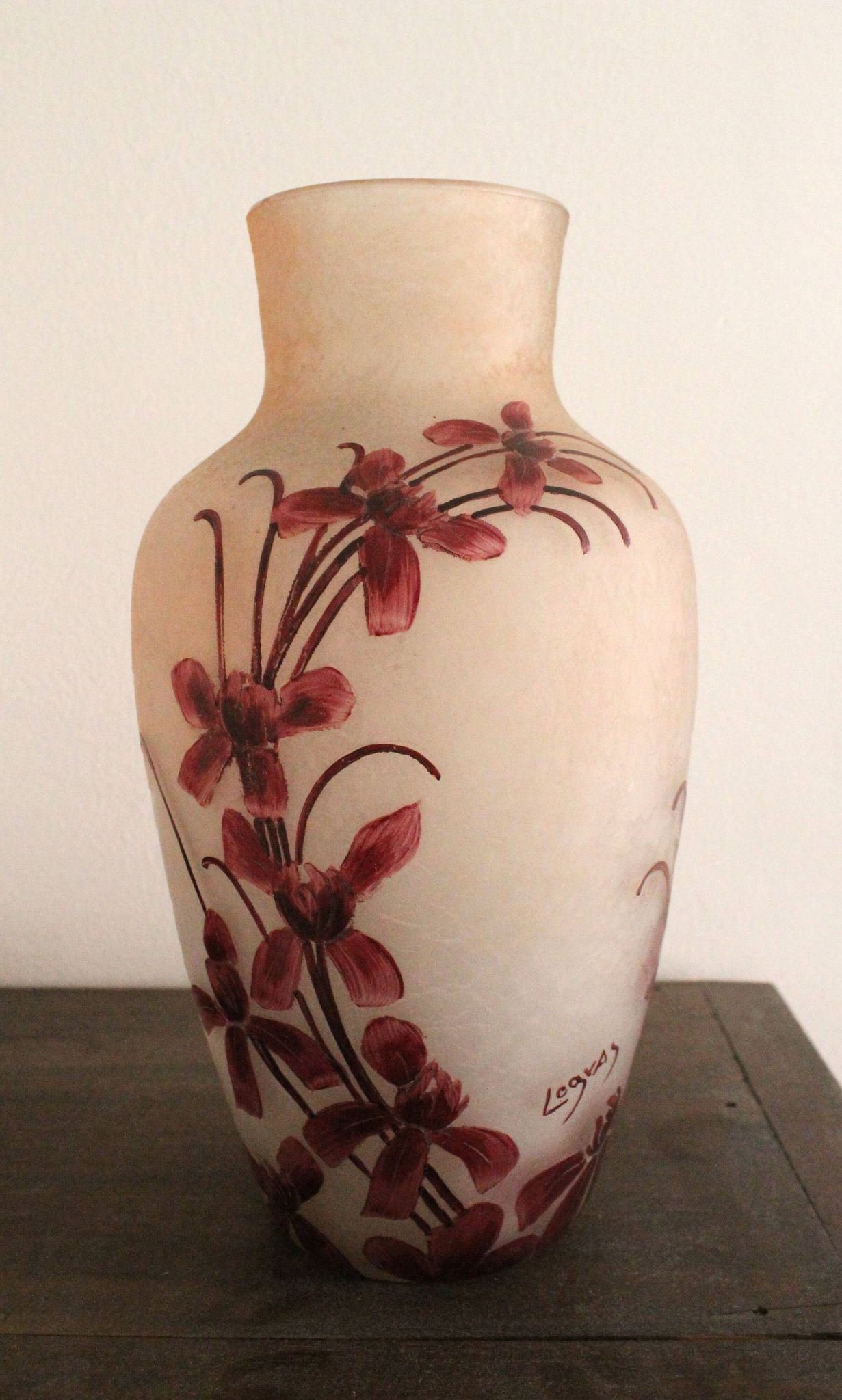 François Théodore Legras ovoid vase with flower decoration Rubis Art Nouveau