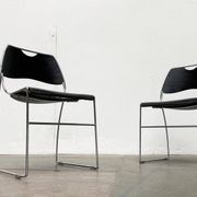 Set of minimalist postmodern stackable chairs, 1980s.