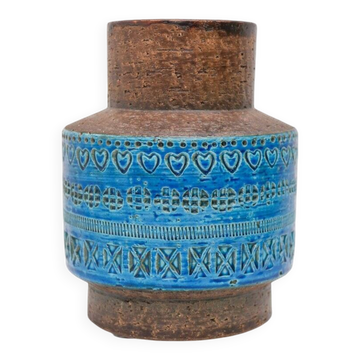 Vintage Rimini Blue Ceramic Vase by Aldo Londi for Bitossi, Italy, 1960s