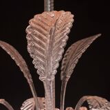 Lustre Art Déco rose Barovier e Toso, verre de Murano, années 1950