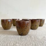 Set of 6 pyrith stoneware cups, La Borne, 1960.