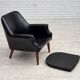 1970s, Danish armchair, artificial leather, teak wood legs.