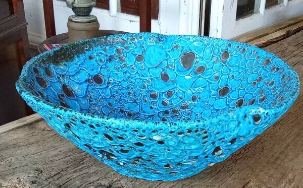 Saladier plat vintage Céramique fat lava dite éruptive