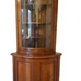 Solid cherry wood corner display cabinet