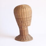 Rattan mannequin head, 1950s.