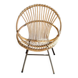 Wicker shell armchair